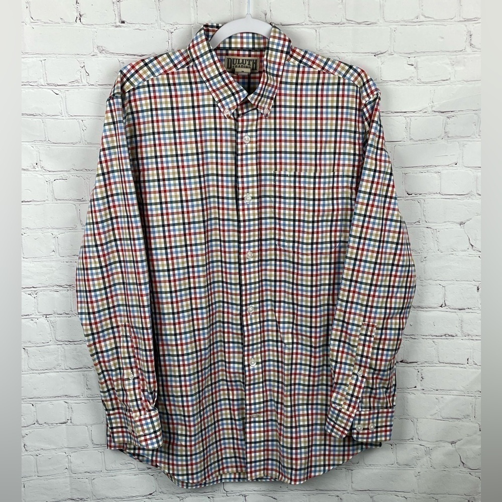 Duluth Trading Co Men's Medium Button Up Long Sleeve Shirt Multicolor Check